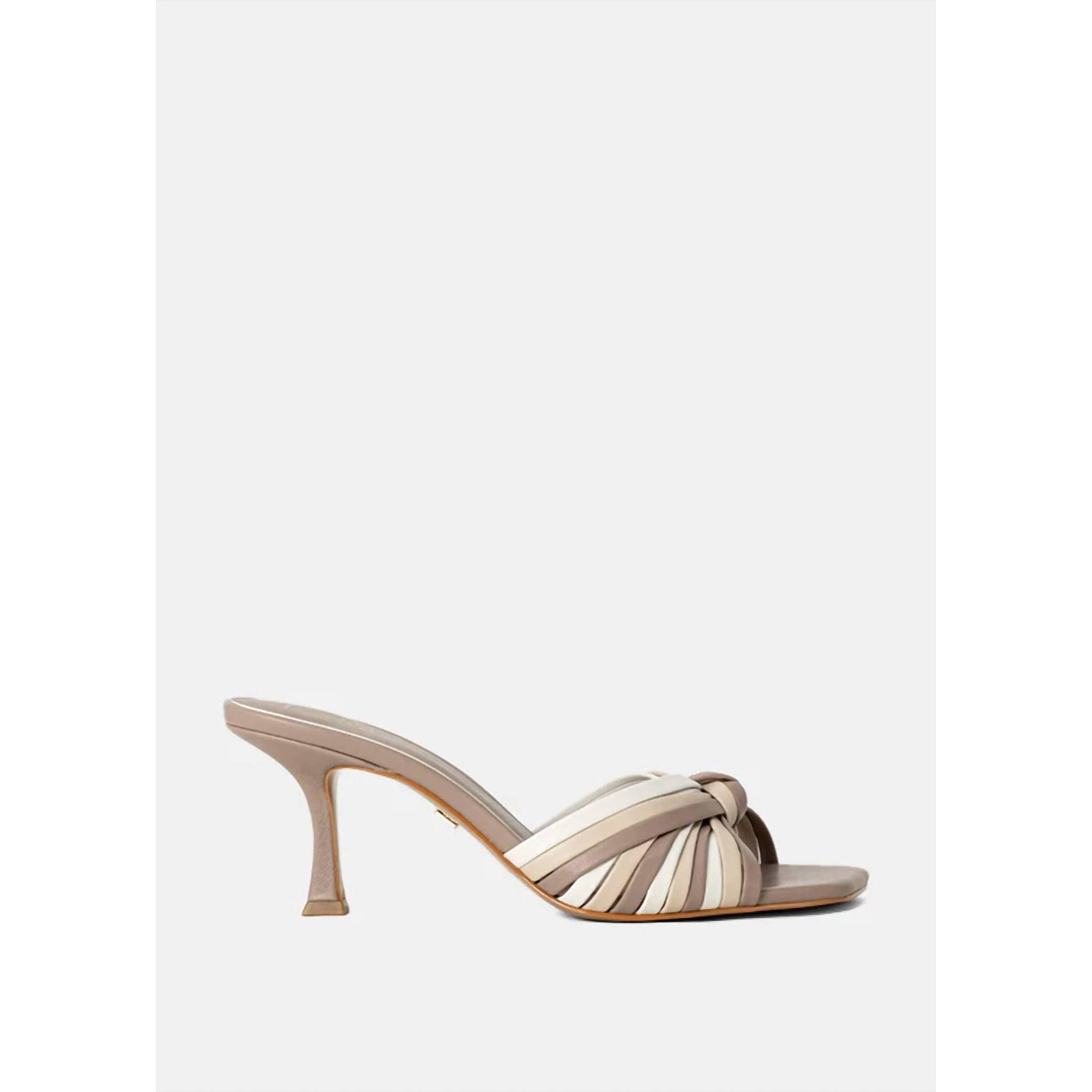 New Shu Shop Women's Faux Leather Strap Heel Sandal In Beige Multi